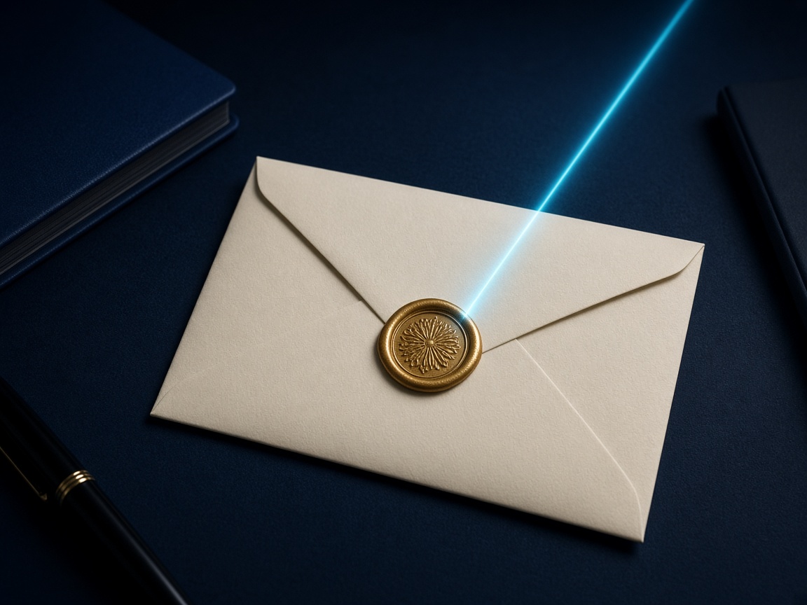 Sealed envelope suggesting access instructions by email